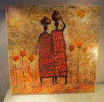 Mooi Afrikaanse Artprint - Vrouwen met potten' - 70x70, Antiek en Kunst, Ophalen of Verzenden