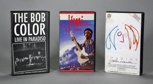 vhs muziektapes zeldzaam,Jimi Hendrix,John Lennon, Cd's en Dvd's, VHS | Documentaire, Tv en Muziek, Gebruikt, Muziek en Concerten