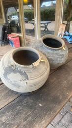 Set van twee Aardewerk potten, water kruik, Tuin en Terras, 25 tot 40 cm, Zo goed als nieuw, Onbekend, Onbekend