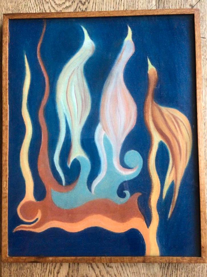 Pastel vogels door To van Noort, Antiek en Kunst, Kunst | Schilderijen | Abstract, Ophalen of Verzenden