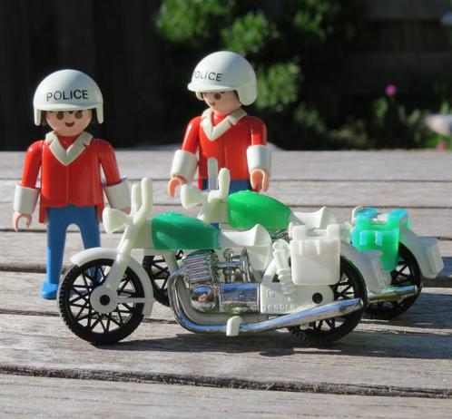 Playmobil twee agenten met motor, vintage, Kinderen en Baby's, Speelgoed | Playmobil, Gebruikt, Los playmobil, Ophalen of Verzenden