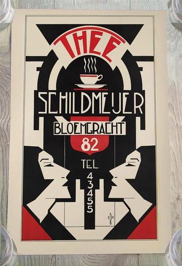 Schildmeijer Amsterdam thee Art Deco Reclame poster beschikbaar voor biedingen
