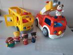 Little People schoolbus, brandweerauto, poppetjes + geluiden, Ophalen of Verzenden, Zo goed als nieuw, Auto of Voertuig, Met geluid