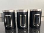 Brabantia voorraadbussen met venster, 1,4L, mat zwart, set 3, Ophalen of Verzenden, Zo goed als nieuw
