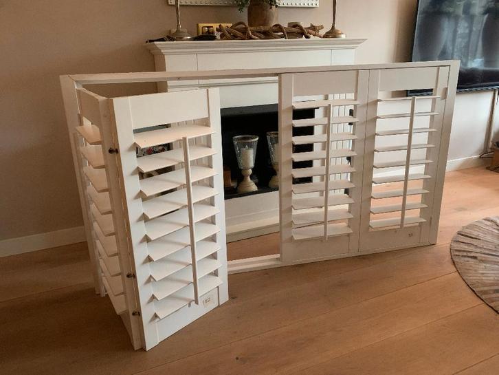 Houten shutters 4-luik 170 x 92cm, Huis en Inrichting, Stoffering | Gordijnen en Lamellen, Zo goed als nieuw, Minder dan 100 cm