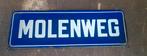 Vintage Emaille straatnaambord Molenweg, Gebruikt, Overige typen, Ophalen of Verzenden, Nvt
