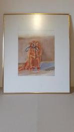 Pastelkrijt Tekening Incl. lijst met ontspiegeld glas., Ophalen, Nieuw, 75 tot 100 cm, Tekening