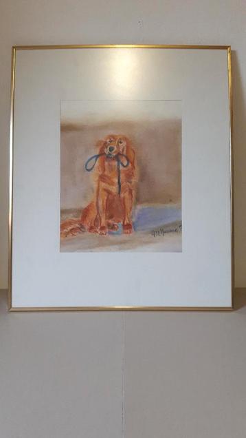 Pastelkrijt Tekening Incl. lijst met ontspiegeld glas.