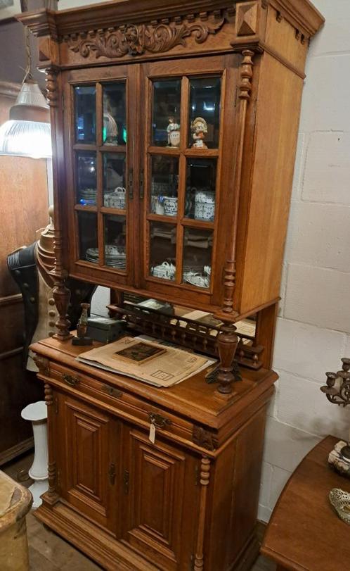 Mooie echte antieke buffetkast met geslepen ruitjes top kast, Antiek en Kunst, Antiek | Meubels | Kasten, Ophalen