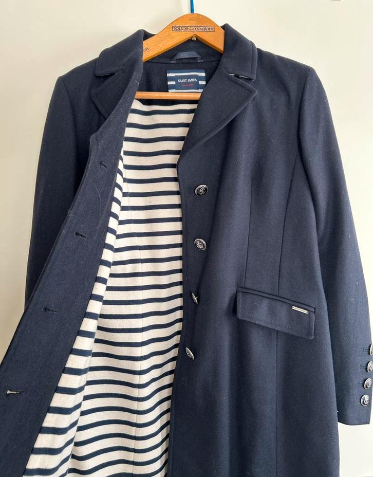 Saint James, donkerblauwe wollen jas, maat 42/44, nieuw, Kleding | Dames, Jassen | Winter, Nieuw, Maat 42/44 (L), Blauw, Ophalen of Verzenden