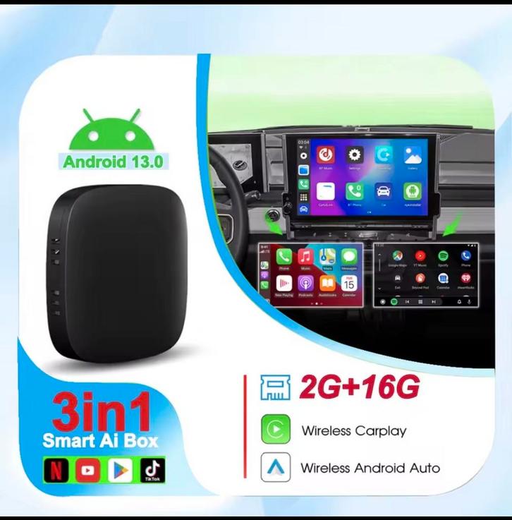 Android 13 CarPlay Ai Box - Draadloos & Smart, Auto diversen, Auto-accessoires, Nieuw, Ophalen of Verzenden