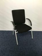 6 x Dauphin vergaderstoel zwarte stof aluminium 4-poot, Huis en Inrichting, Stoelen, Ophalen, Gebruikt, Zwart, Stof