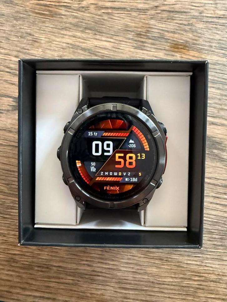 Garmin Fēnix 8 Premium Amoled multisport GPS watch 51mm, Sieraden, Tassen en Uiterlijk, Sporthorloges, Zo goed als nieuw, Android