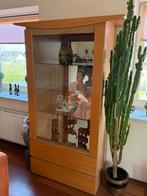 Vitrinekast met spiegelwand, glazen platen en verlichting, Huis en Inrichting, Kasten | Vitrinekasten, Ophalen, Gebruikt, 100 tot 150 cm
