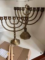 Menorah en chanoekia kandelaars incl bijenwaskaarsen, Antiek en Kunst, Ophalen of Verzenden, Koper of Brons