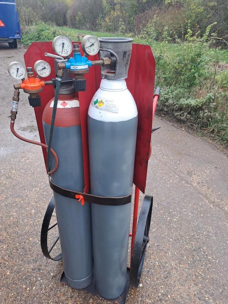 Autogeen Lasapparaat zuurstof en acetyleen 50l ciliders, Doe-het-zelf en Verbouw, Gereedschap | Lasapparaten, Gebruikt, Overige typen