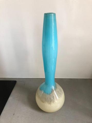 Handgeblazen blauwe vaas - 45,5 cm hoog beschikbaar voor biedingen