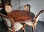Klassieke-stijl (noten)houten eettafel met 4 stoelen, Ophalen, Gebruikt, Rond, Vier personen