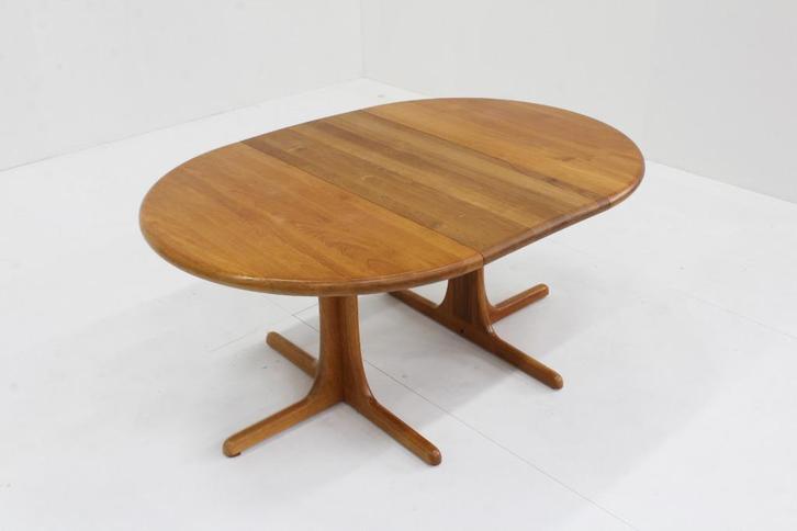 Vintage Deense ronde uitschuifbare eettafel tafel massief, Huis en Inrichting, Tafels | Eettafels, Gebruikt, 100 tot 150 cm, 100 tot 150 cm