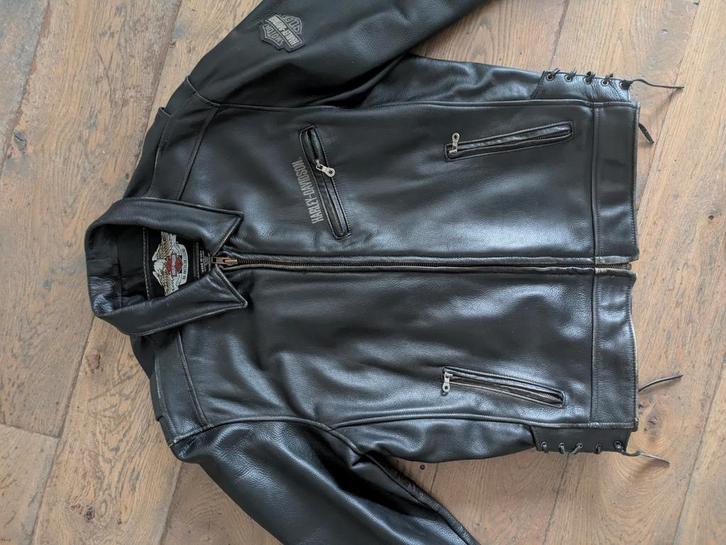 Vintage leren Harley motorjas XL, Motoren, Kleding | Motorkleding, Jas | leer, Dames, Heren, Tweedehands, Ophalen of Verzenden