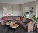 Bruine pull up lederen hoekbank, Huis en Inrichting, Ophalen of Verzenden, Gebruikt, Leer