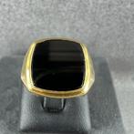 Gouden Ring | 14k | 6,4g | onyx ring | mt 19 | 395099, Gebruikt, 19 tot 20, Ophalen of Verzenden, Dame
