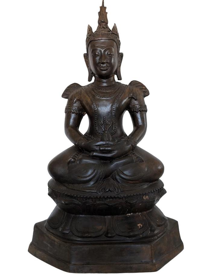 Bronzen Boeddhabeeld in Chiang Saen (Lanna) stijl, Huis en Inrichting, Woonaccessoires | Boeddhabeelden, Gebruikt, Ophalen of Verzenden