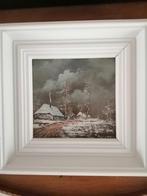 Schilderij - winterlandschap - olieverf, Ophalen of Verzenden