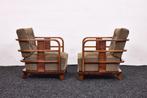 Lajos Kozma, Art Deco-Bauhaus, notenhouten fauteuils jaren 3, Art Deco, Bauhaus, Verzenden, Minder dan 75 cm, Hout