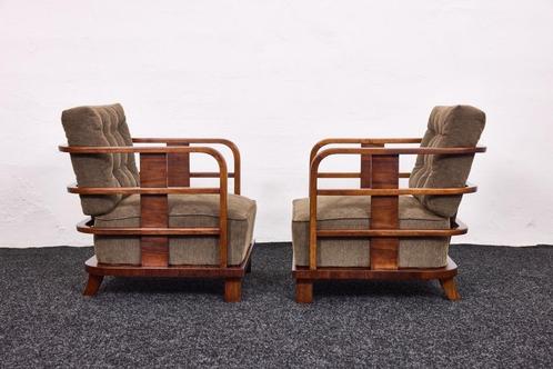 Lajos Kozma, Art Deco-Bauhaus, notenhouten fauteuils jaren 3, Huis en Inrichting, Fauteuils, Zo goed als nieuw, Hout, Overige materialen