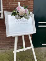 Welkomstbord / spiegel + ezel, Ophalen, Zo goed als nieuw, Versiering, Geboorte of Huwelijk