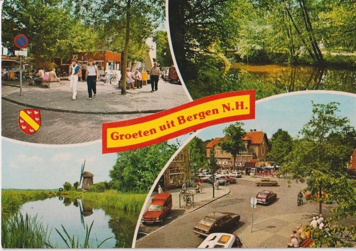 Groeten uit Bergen , met auto's Lancia Beta, Renault 16, Verzamelen, Ansichtkaarten | Nederland, Gelopen, Noord-Holland, 1960 tot 1980