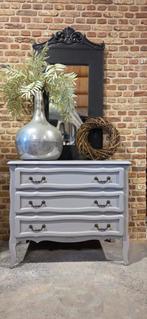Grijs retro vintage barok ladenkast queen ann pootjes, Ophalen, 50 tot 100 cm, Zo goed als nieuw, 3 of 4 laden