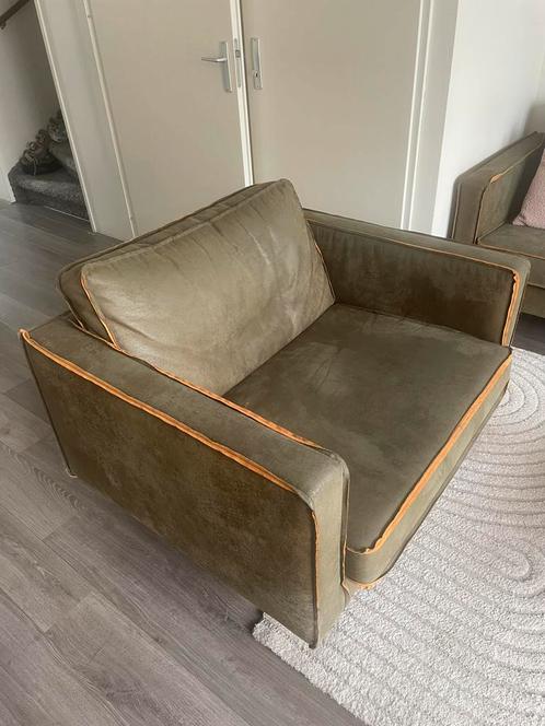 BePureHome Rodeo fauteuil army, Huis en Inrichting, Fauteuils, Zo goed als nieuw, Leer, Stof, 75 tot 100 cm, Ophalen