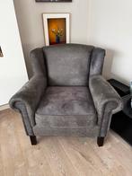 Grijze Chesterfield Fauteuil met Knopen, Ophalen of Verzenden, Gebruikt, Leer, 75 tot 100 cm