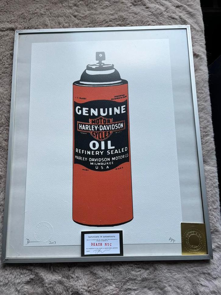 Death NYC Harley Davidson met Certificaat, Antiek en Kunst, Kunst | Litho's en Zeefdrukken, Ophalen of Verzenden