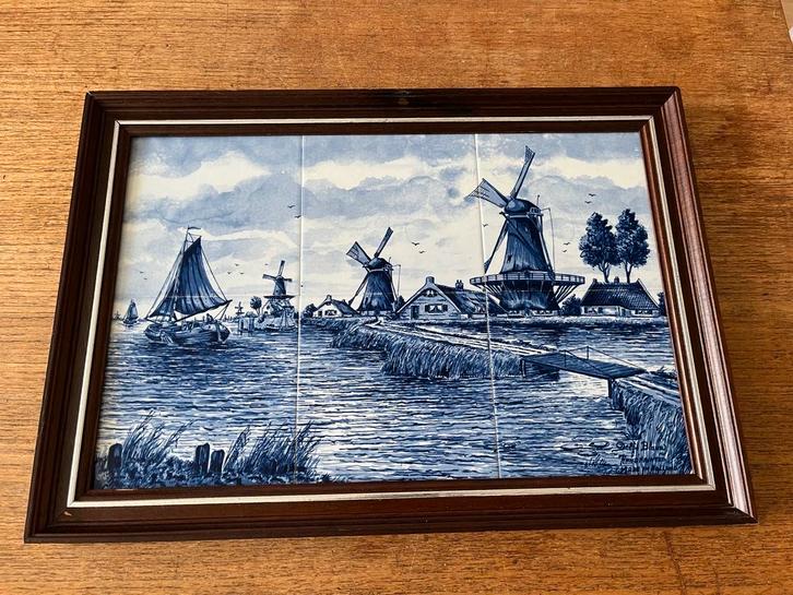 Delfts Blauw tegeltableau traditioneel Hollands landschap, Antiek en Kunst, Antiek | Wandborden en Tegels, Ophalen