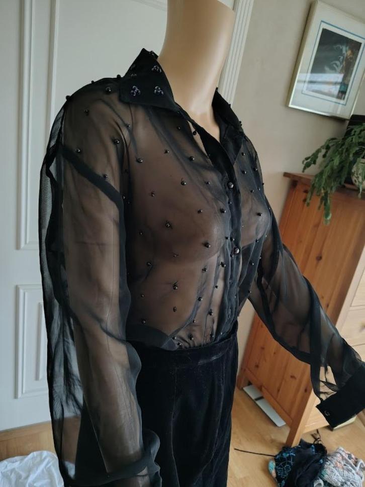 feestelijk doorkijk blouse / body, Kleding | Dames, Blouses en Tunieken, Zo goed als nieuw, Maat 38/40 (M), Zwart, Verzenden