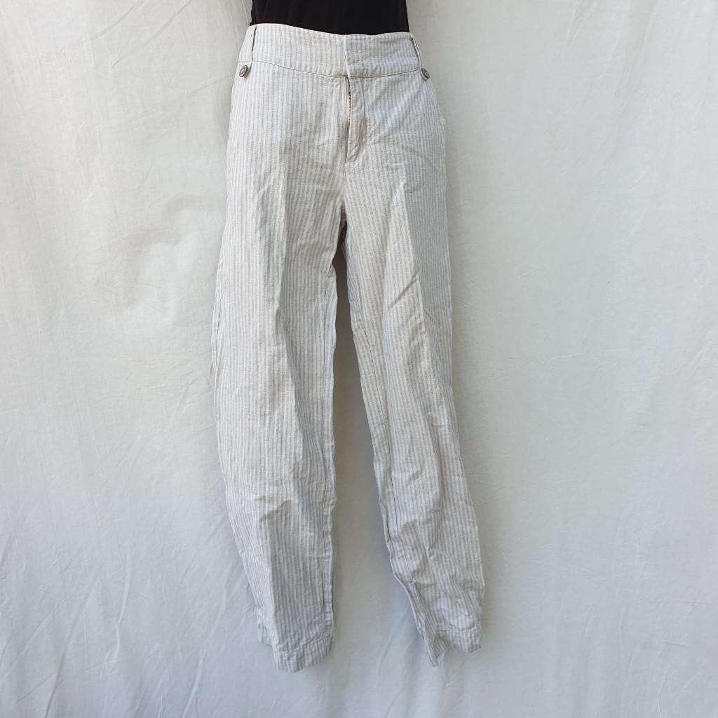 Stoere damesbroek wit-blauw gestreept mt M merk Noah Noah, Maat 38/40 (M), ., Wit, Ophalen of Verzenden