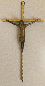 Antiek koper/messing kruis met corpus, Ophalen of Verzenden