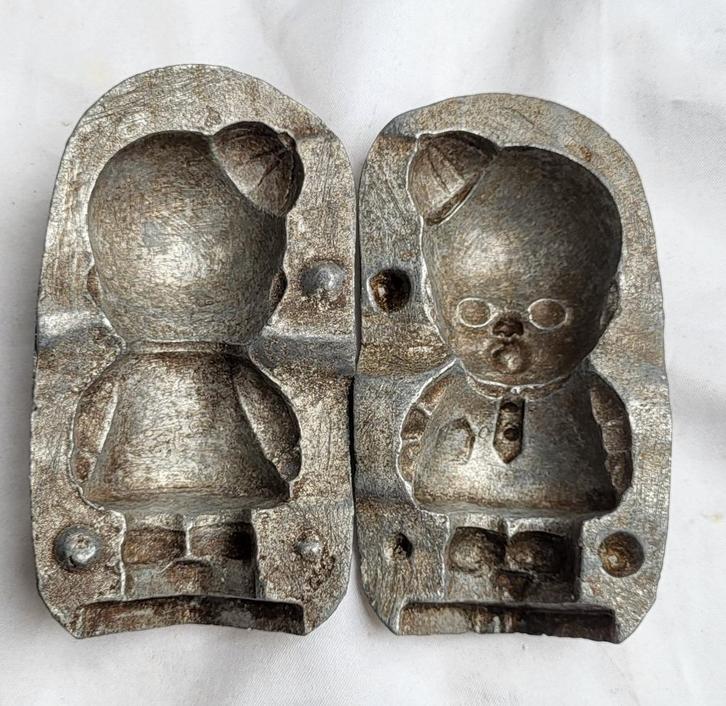 Unieke oude dubbele SUIKER vorm: JONGETJE MET PET, Antiek en Kunst, Curiosa en Brocante, Ophalen of Verzenden