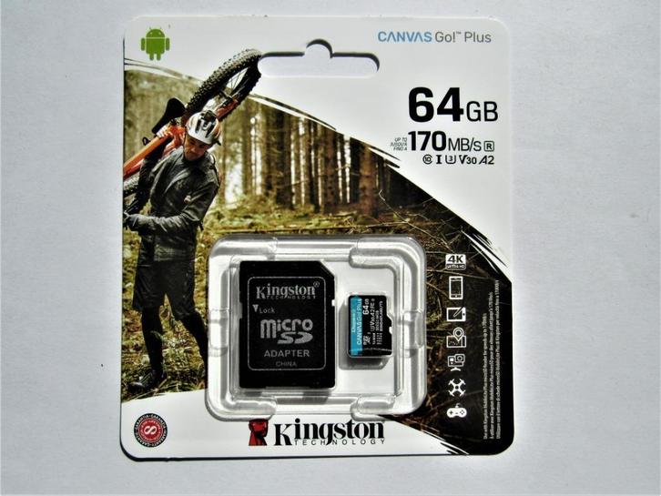 Kingston micro SD kaart 64GB voor 4K HD nieuw, Audio, Tv en Foto, Fotografie | Geheugenkaarten, Nieuw, SD, 64 GB, Smartphone, Ophalen of Verzenden