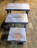 Massief eiken mini set in de kleur grey en blue wash, Ophalen, Minder dan 45 cm, Gebruikt, 55 tot 75 cm