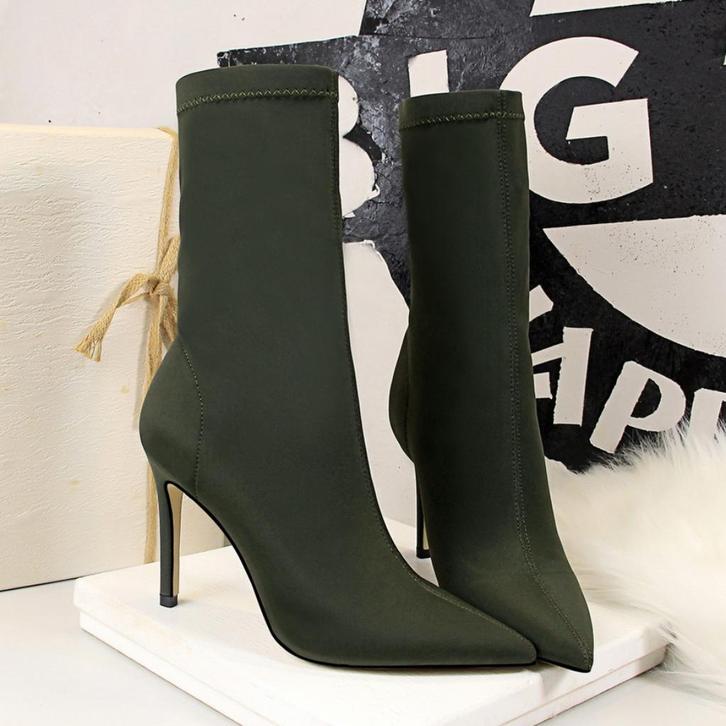 Donkergroene dames soklaarzen punt hoge sok laarzen zijde, Kleding | Dames, Schoenen, Nieuw, Hoge laarzen, Groen, Verzenden