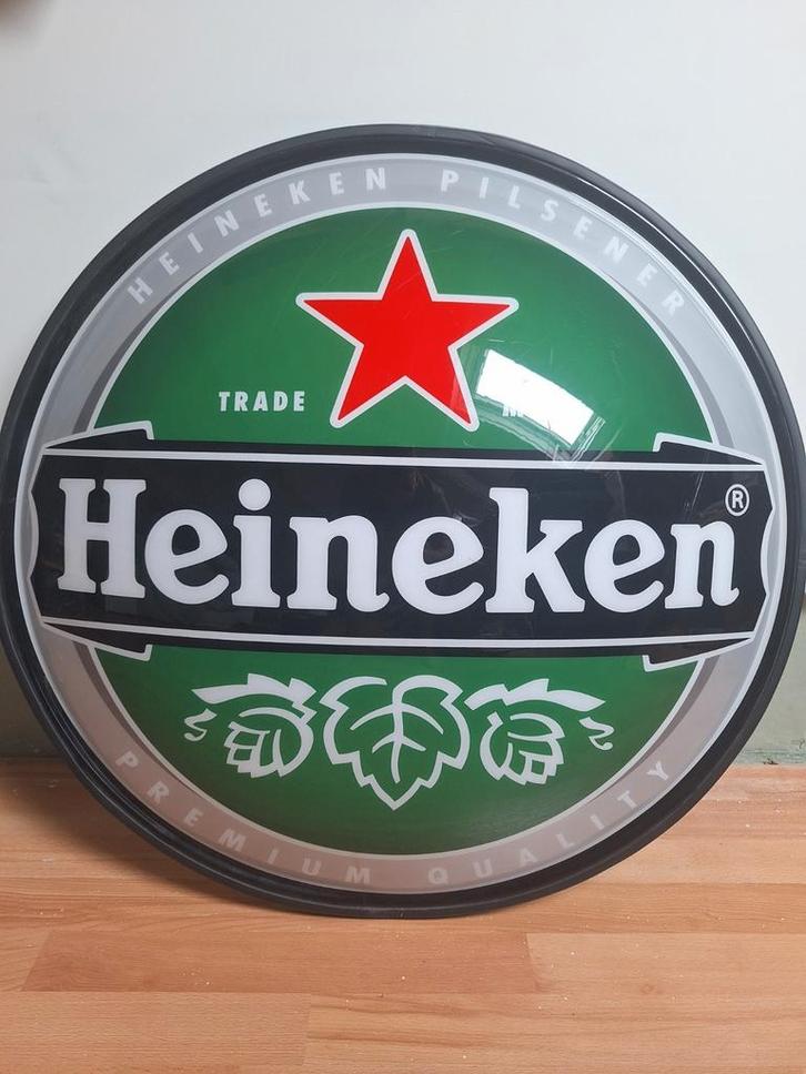 Heineken lichtbakschaal., Verzamelen, Biermerken, Zo goed als nieuw, Reclamebord, Plaat of Schild, Heineken, Ophalen
