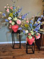 Glazen aarbeien vaas met pastel tinten Boeket kunst bloemen, Ophalen of Verzenden, Nieuw, Binnen