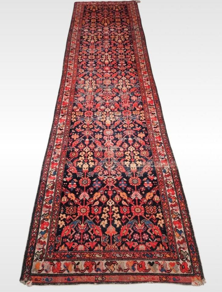 Handmade Perzisch wollen loper  Malayer antique 108x400, Huis en Inrichting, Stoffering | Tapijten en Kleden, Gebruikt, 50 tot 100 cm