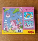 3 eenhoorn puzzels Haba, Ophalen of Verzenden, 10 tot 50 stukjes, Zo goed als nieuw, 2 tot 4 jaar