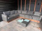 Mooie ruime loungeset VidaXL grijs met kussens, Ophalen, Gebruikt, Wicker, 5 zitplaatsen
