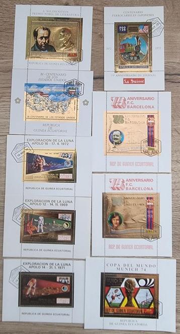 Set Gouden Postzegels Guinea Ecuatorial (Gold Print) beschikbaar voor biedingen